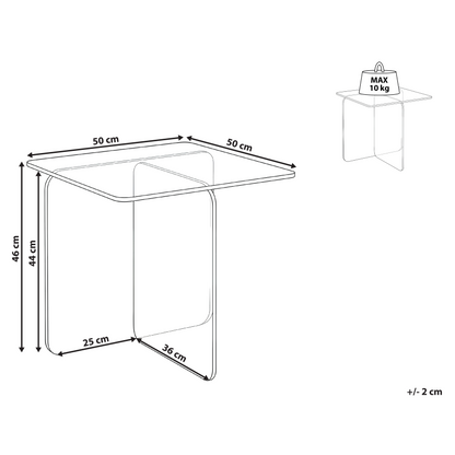Brown Glass Side Table 46 x 50cm Abstract Minimalist Living Room Accent