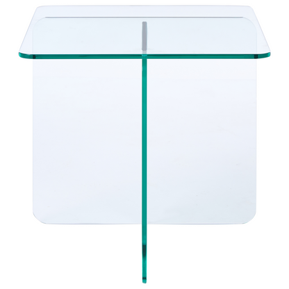 Side Table Transparent Glass 46 x 50cm Abstract Minimalist Design Elegance