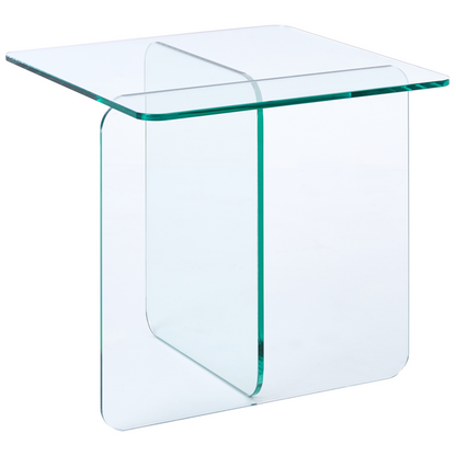 Side Table Transparent Glass 46 x 50cm Abstract Minimalist Design Elegance