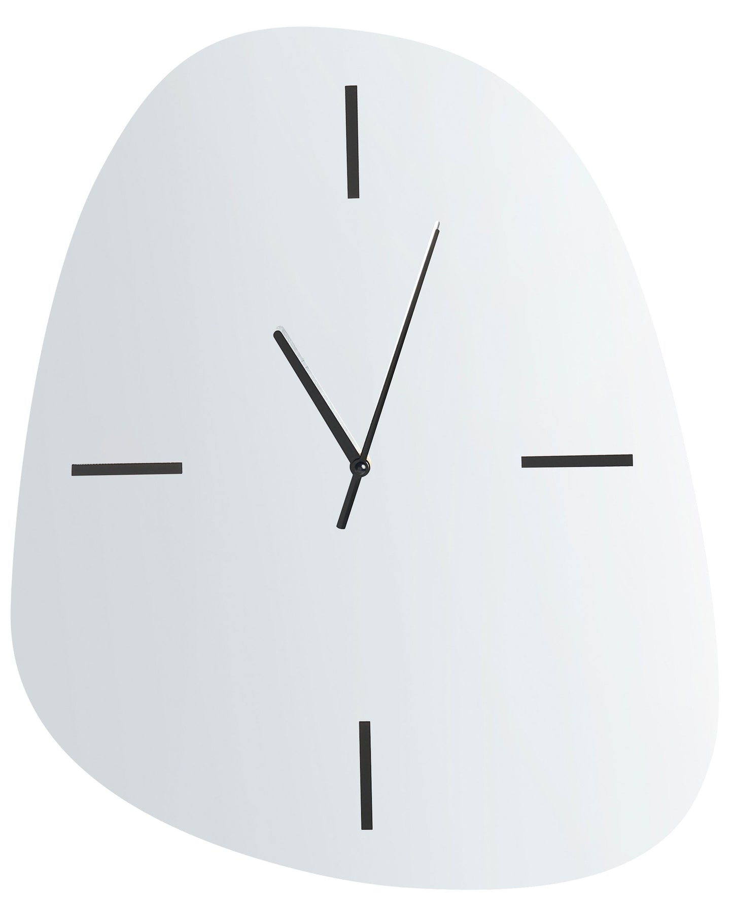 Wall Clock Silver Black Glass 54 x 45cm Mirrored Surface