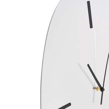 Wall Clock Silver Black Glass 54 x 45cm Mirrored Surface