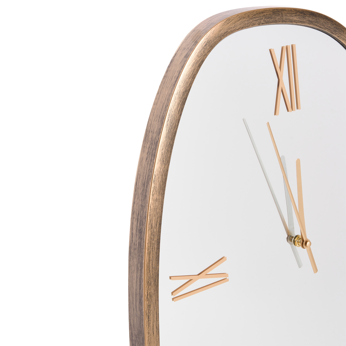 Wall Clock Dark Brown And Silver Glass 53 x 45cm Minimalist Irregular Mirrored Surface