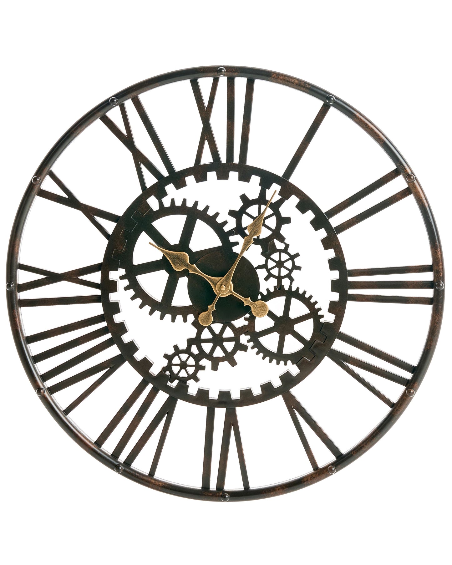 Wall Clock Black Open Gear Modern Roman Numerals