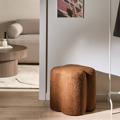 Clover And Co Golden Brown Boucle Clover Shaped Pouffe