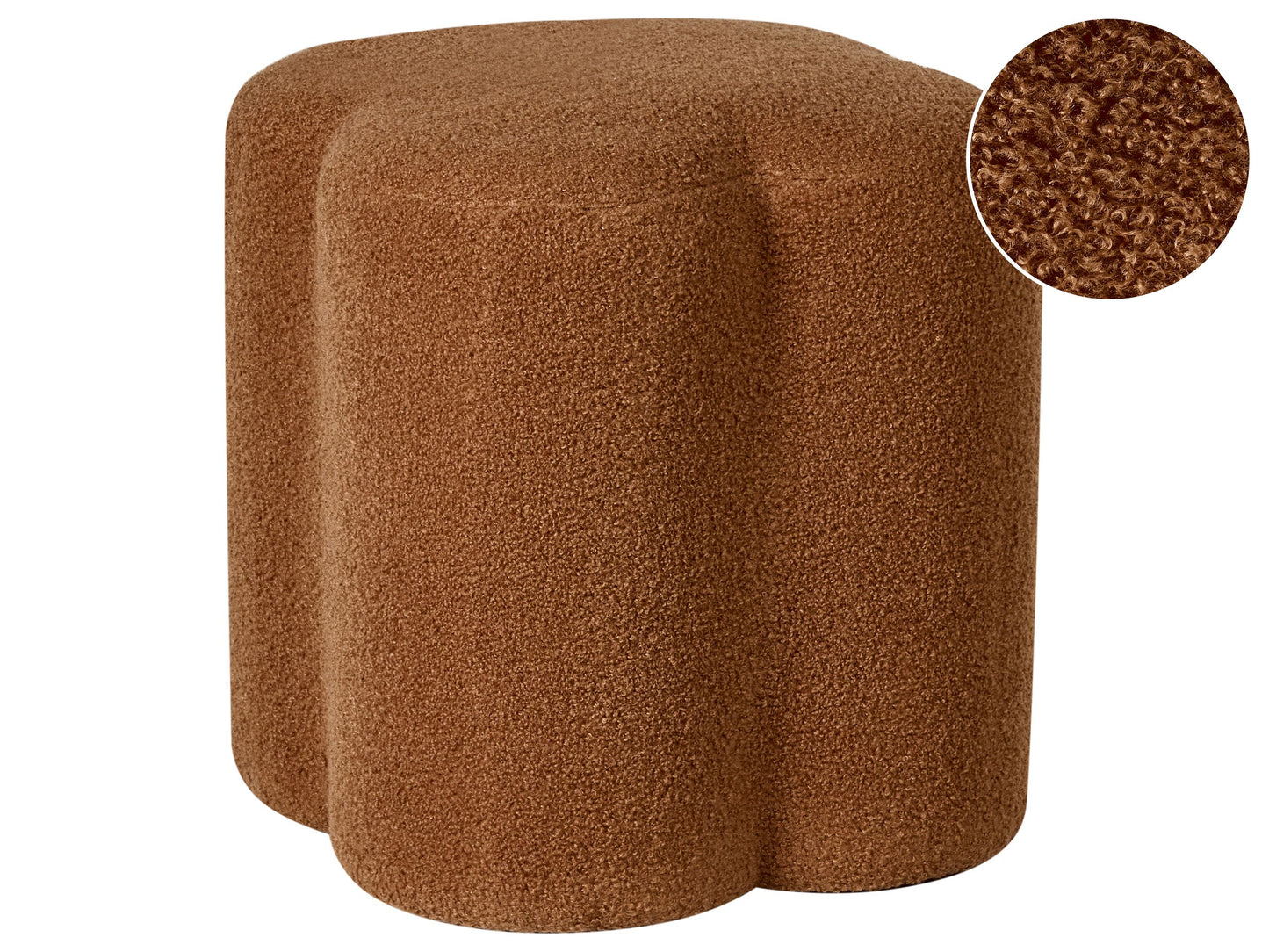 Clover And Co Golden Brown Boucle Clover Shaped Pouffe