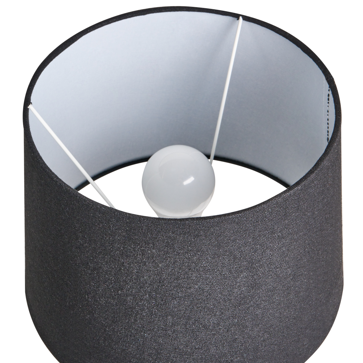 Table Lamp Grey Ceramic Base Linen Drum Shade