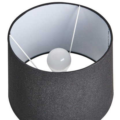 Table Lamp Grey Ceramic Base Linen Drum Shade