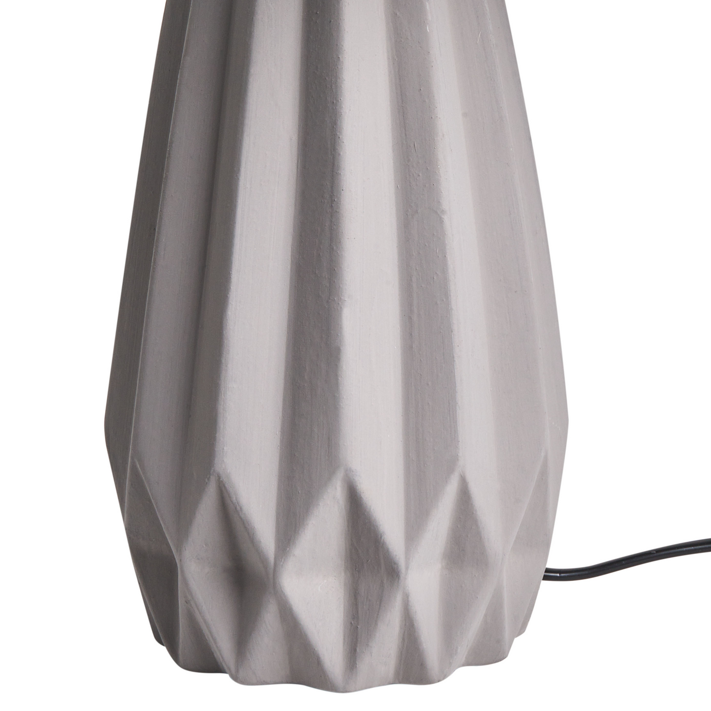Table Lamp Grey Ceramic Base Linen Drum Shade