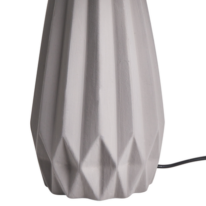 Table Lamp Grey Ceramic Base Linen Drum Shade