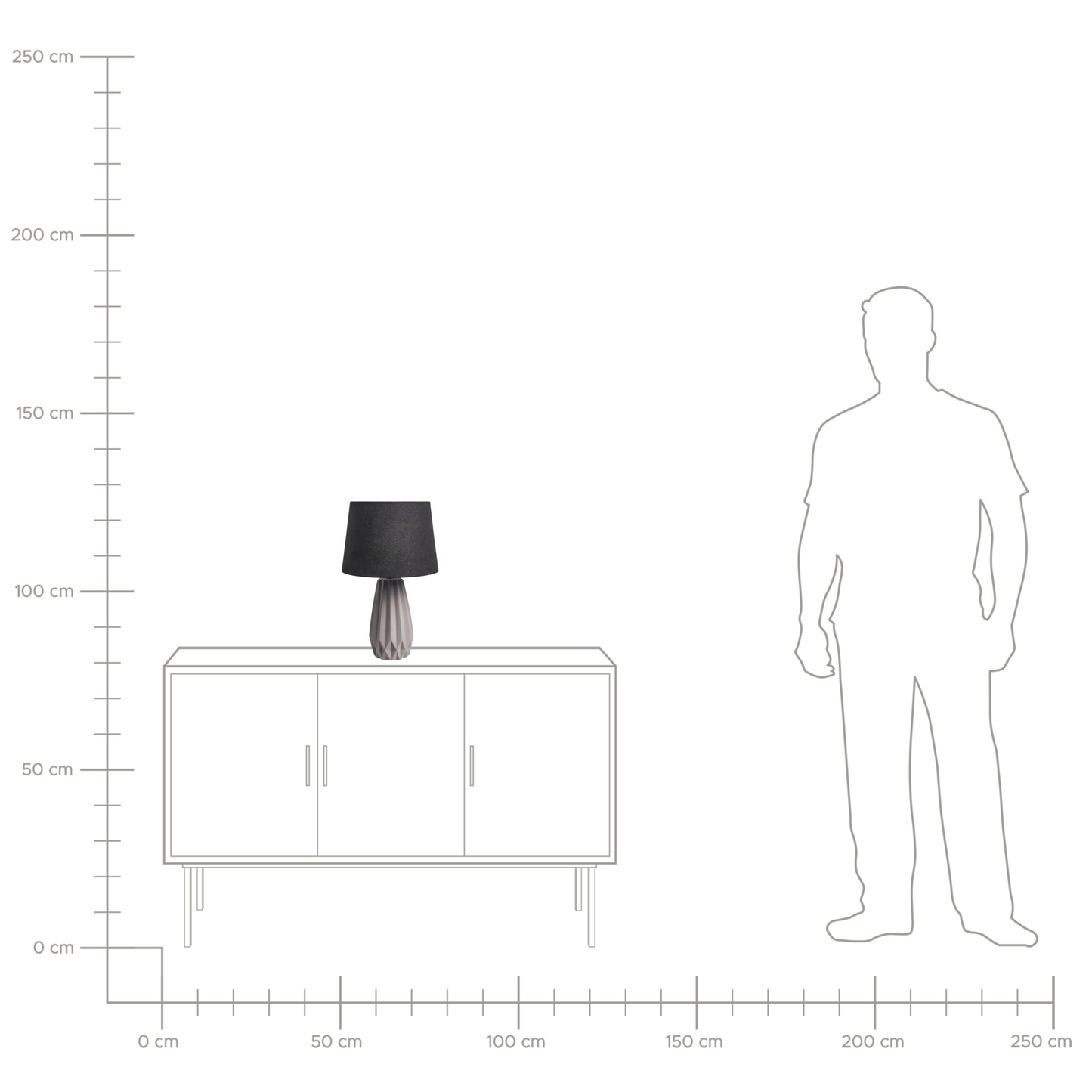 Table Lamp Grey Ceramic Base Linen Drum Shade