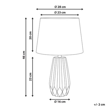 Table Lamp Grey Ceramic Base Linen Drum Shade