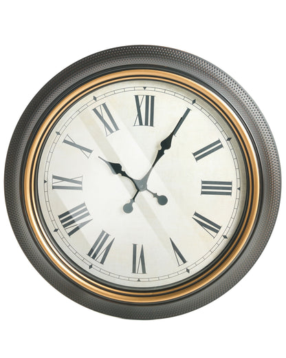Wall Clock Vintage Inspired 63cm Black Synthetic Frame