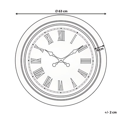 Wall Clock Vintage Inspired 63cm Black Synthetic Frame