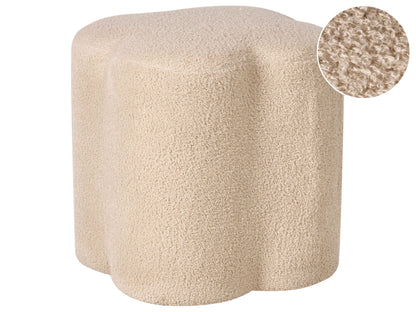 Havenly Home Clover Shaped Beige Boucle Pouffe Footstool And Small Table For Cozy Living Room