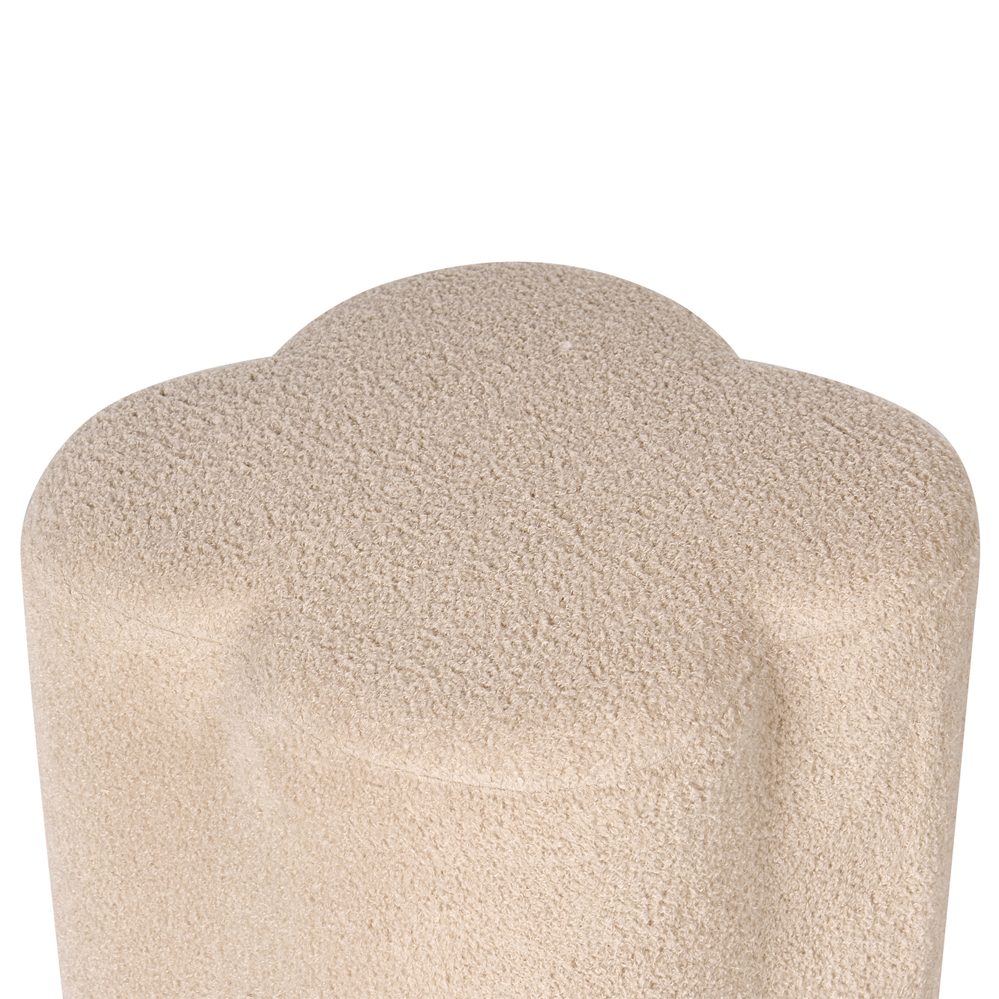 Havenly Home Clover Shaped Beige Boucle Pouffe Footstool And Small Table For Cozy Living Room