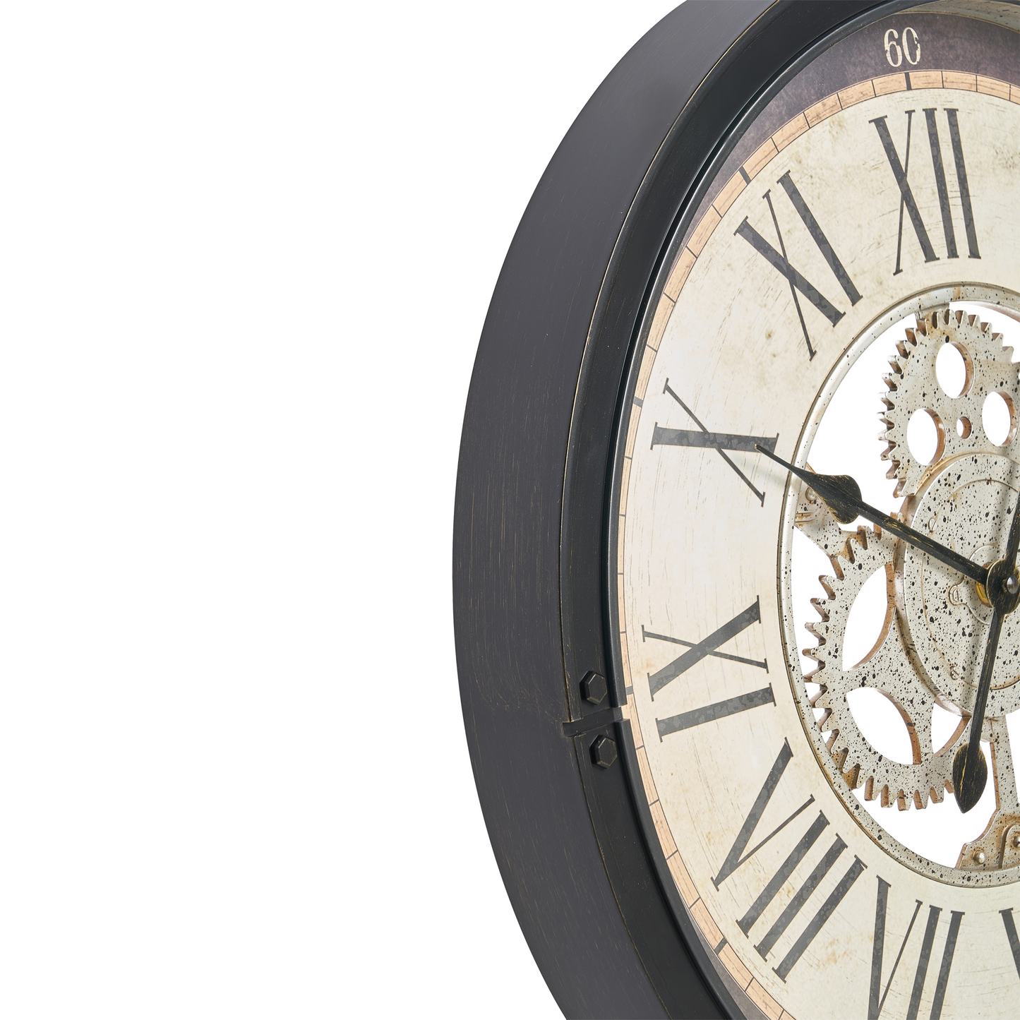 Classic Wall Clock 50cm Black With Exposed Gears