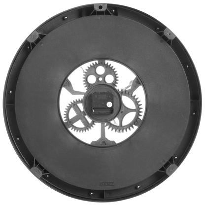 Classic Wall Clock 50cm Black With Exposed Gears