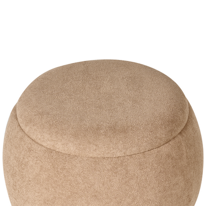 Teddy Pouffe Light Brown Boucle With Hidden Storage