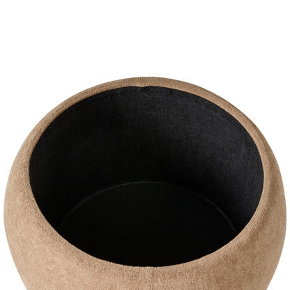 Teddy Pouffe Light Brown Boucle With Hidden Storage