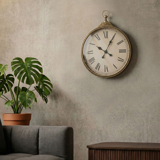 Heritage Clock Co Gold Wall Clock 40 x 51cm Distressed Vintage
