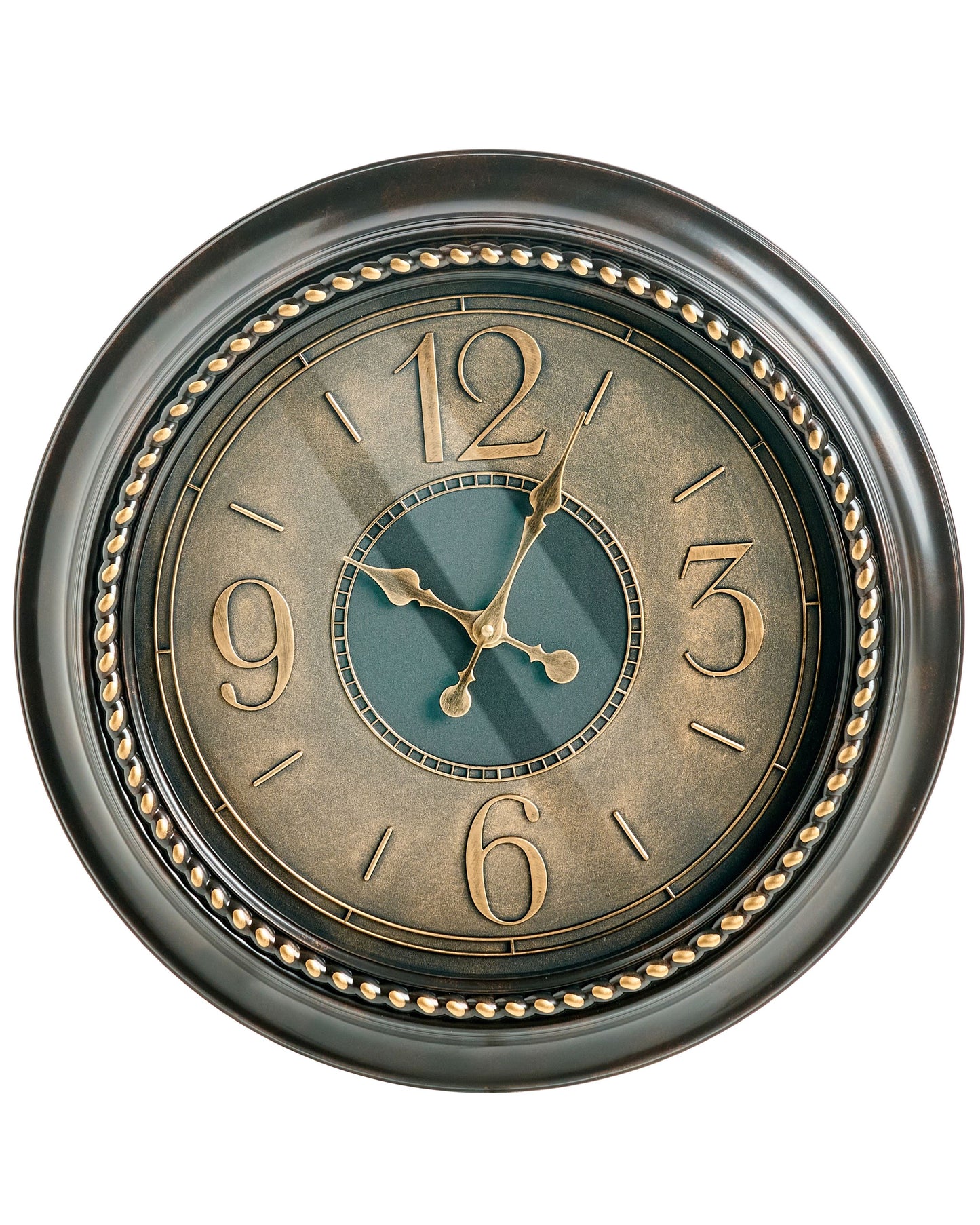 Wall Clock Gold Frame 55cm Classic Retro Round Design With Bold Arabic Numerals
