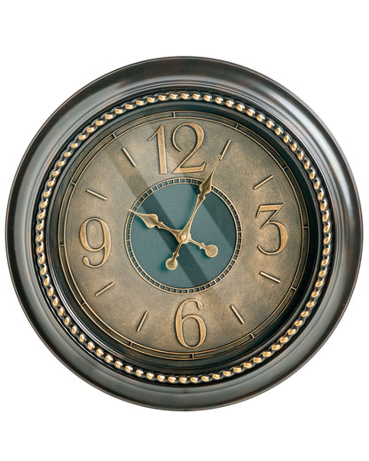 Wall Clock Gold Frame 55cm Classic Retro Round Design With Bold Arabic Numerals