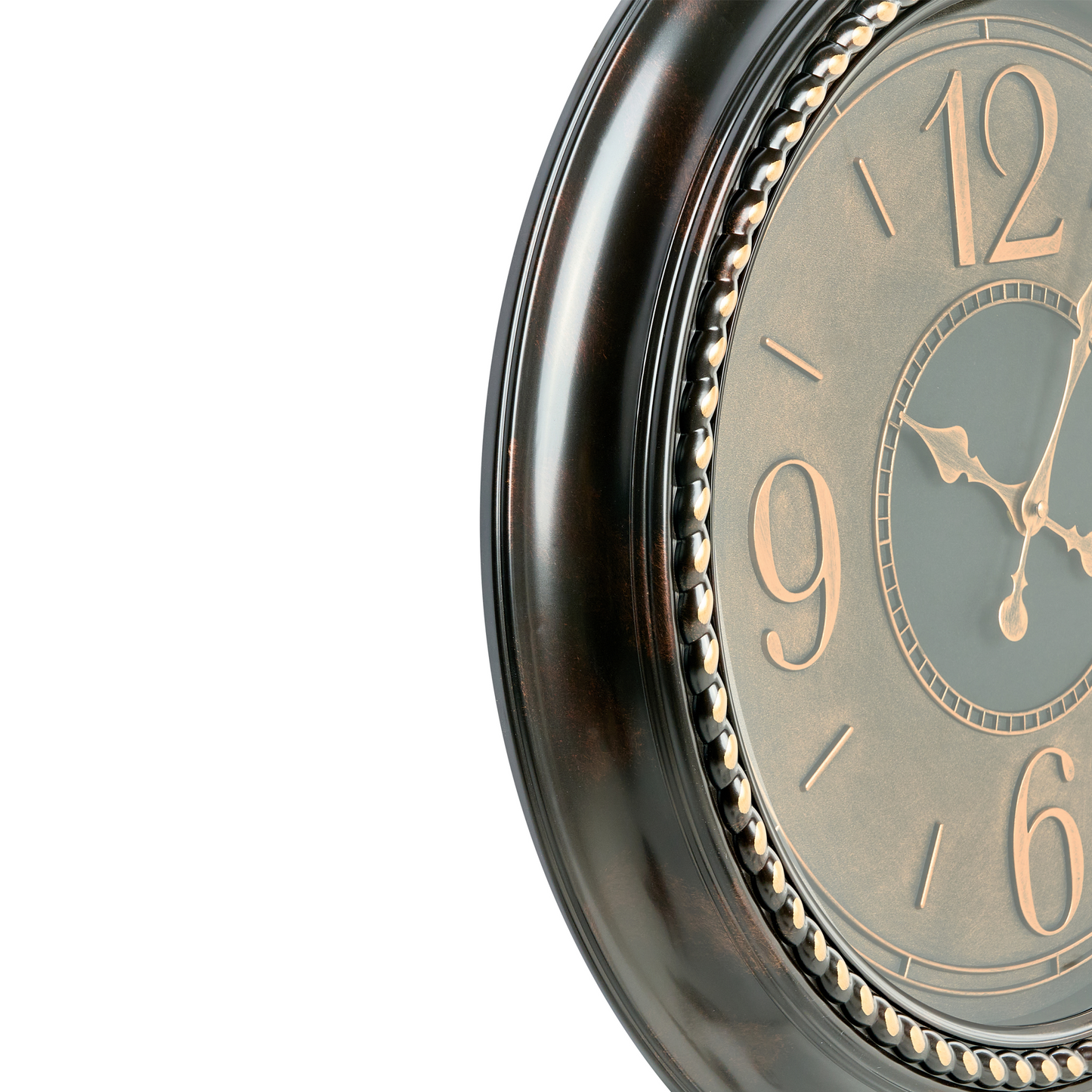 Wall Clock Gold Frame 55cm Classic Retro Round Design With Bold Arabic Numerals