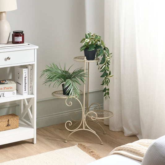 Plant Stand Beige Iron Indoor Outdoor 26 x 53 x 71cm