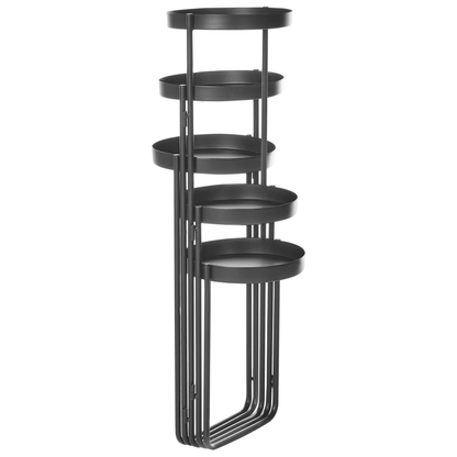 5-Tier Black Iron Plant Stand Modern Industrial