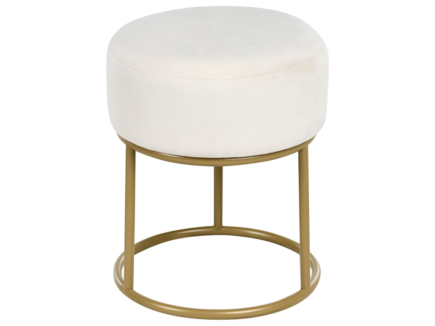 Modern Footstool Off-White Velvet With Gold Metal Base