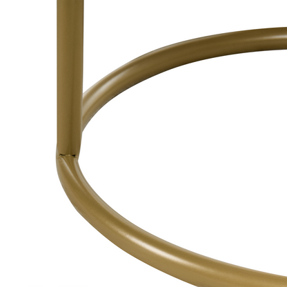 Modern Footstool Off-White Velvet With Gold Metal Base