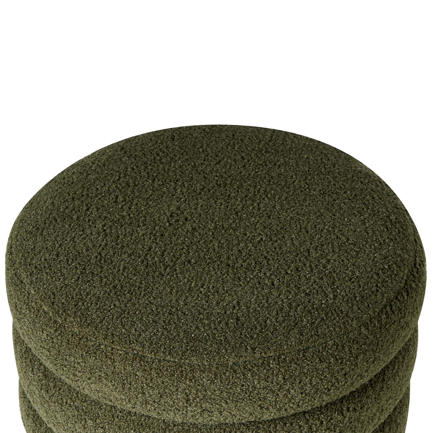 Pouffe Green Boucle Teddy Footstool With Pine Wood Legs