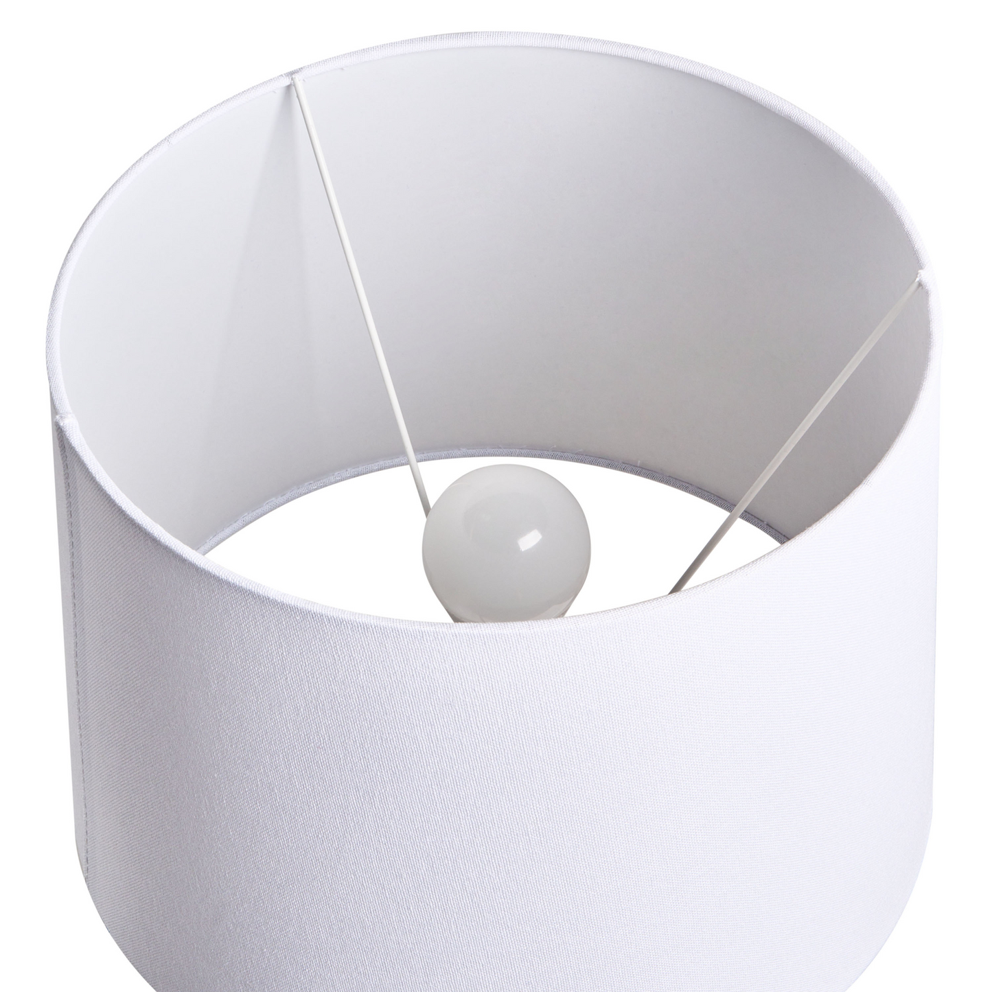 Table Lamp White Ceramic Base Linen Drum Shade Elegant