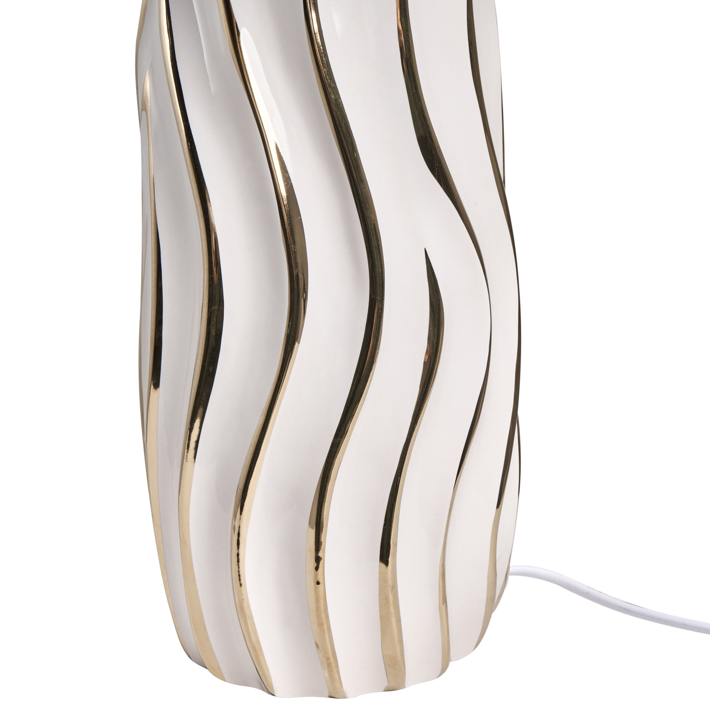 Table Lamp White Ceramic Base Linen Drum Shade Elegant