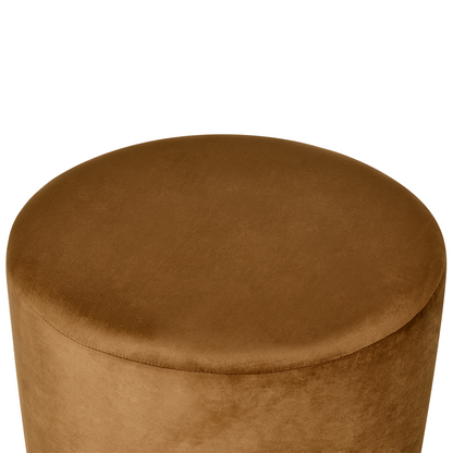 Round Pouffe Velvet Golden Brown Ottoman Footstool