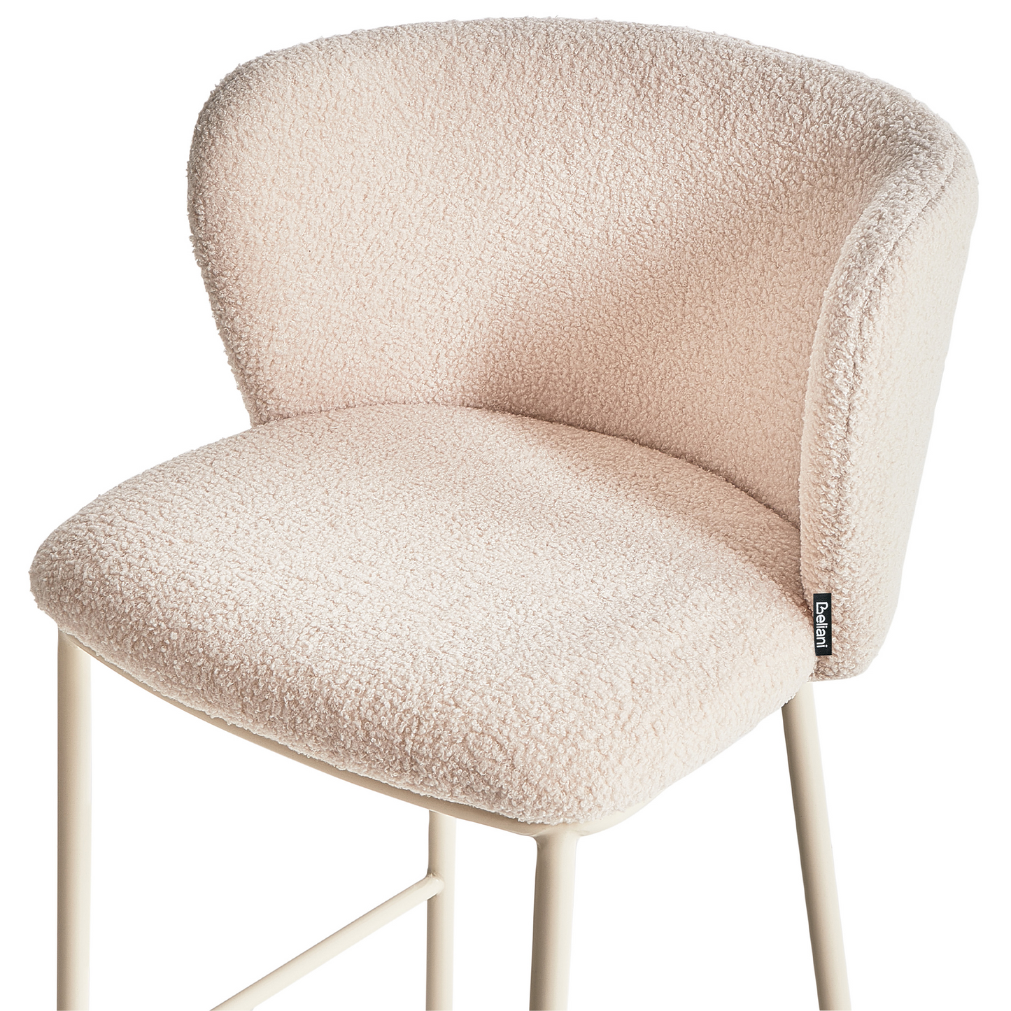 Beige Boucle Bar Chairs Set Of 2 Black Metal Legs Dining