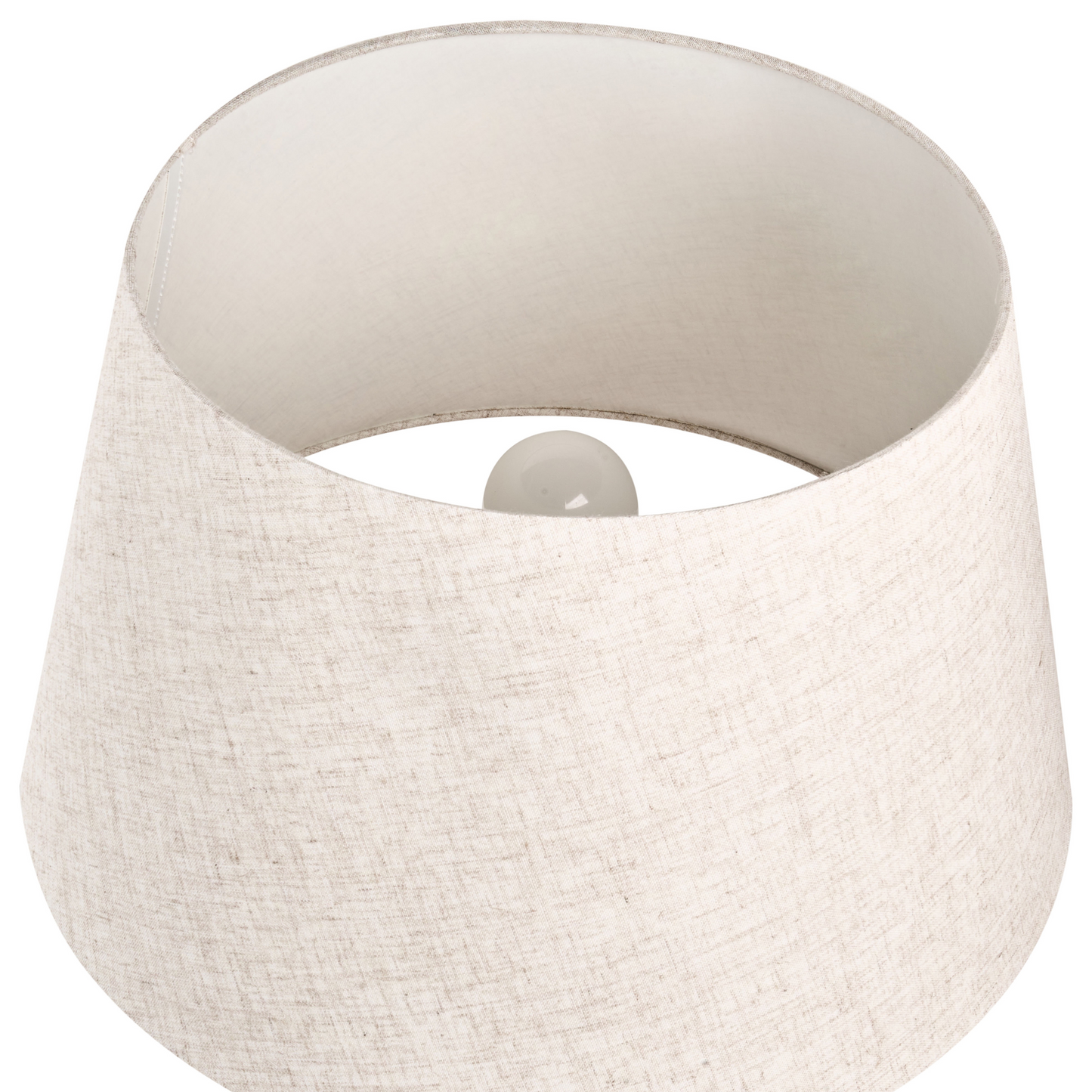 Table Lamp Brown Ceramic Base Linen Drum Shade Rustic Style For Living Room And Bedroom