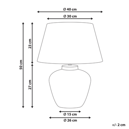 Table Lamp Brown Ceramic Base Linen Drum Shade Rustic Style For Living Room And Bedroom