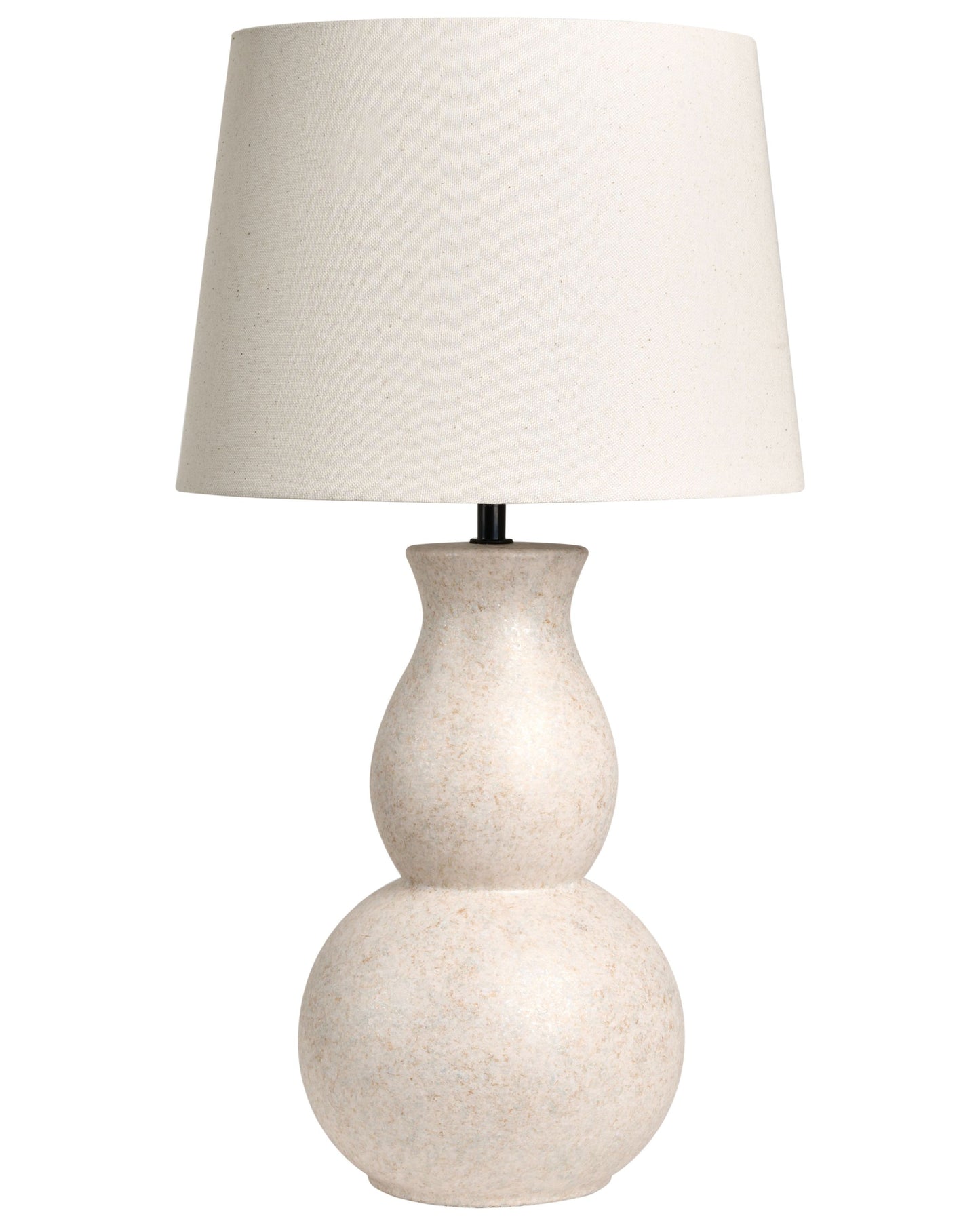 Table Lamp Beige Ceramic Base Linen Drum Shade