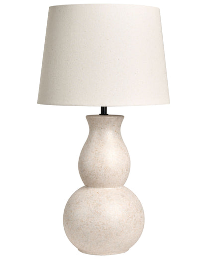 Table Lamp Beige Ceramic Base Linen Drum Shade