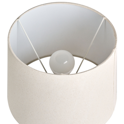 Table Lamp Beige Ceramic Base Linen Drum Shade
