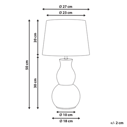Table Lamp Beige Ceramic Base Linen Drum Shade