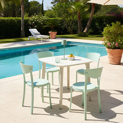 Garden Chairs Set Of 4 Mint Green Polypropylene Lightweight Weather Resistant Indoor Outdoor Modern