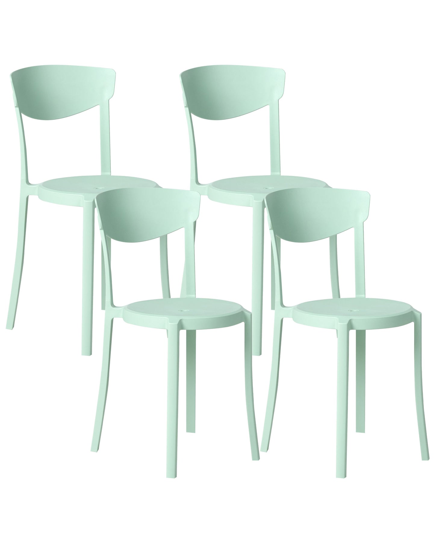 Garden Chairs Set Of 4 Mint Green Polypropylene Lightweight Weather Resistant Indoor Outdoor Modern