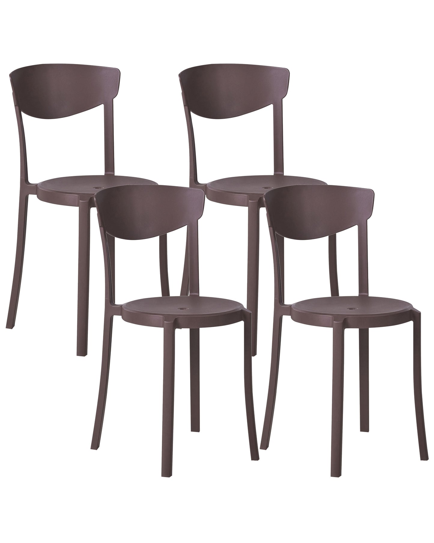 Garden Chair Set Of 4 Brown Polypropylene Lightweight Weather Resistant Indoor Outdoor Modern
