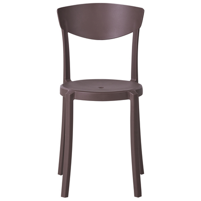 Garden Chair Set Of 4 Brown Polypropylene Lightweight Weather Resistant Indoor Outdoor Modern