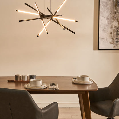 Black Geometric LED Pendant Lamp With Remote Dimmer