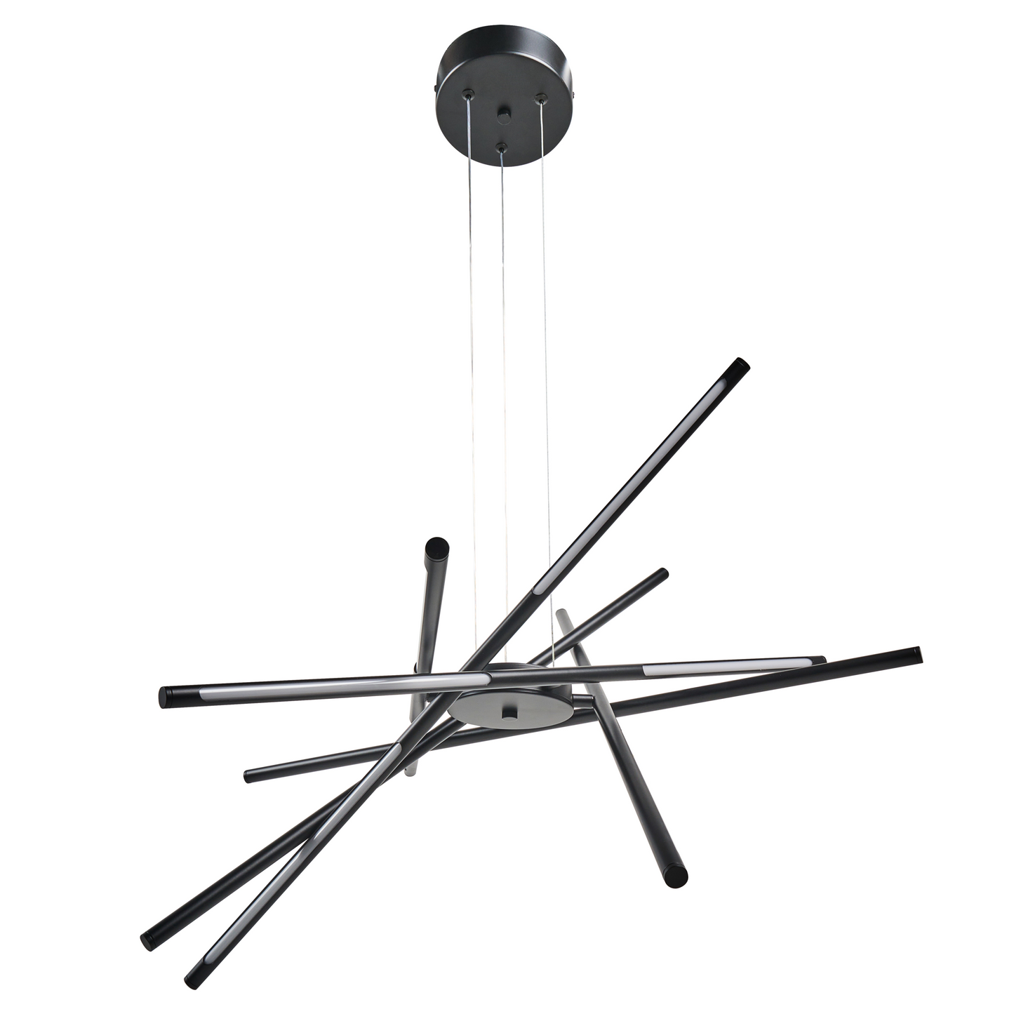 Black Geometric LED Pendant Lamp With Remote Dimmer