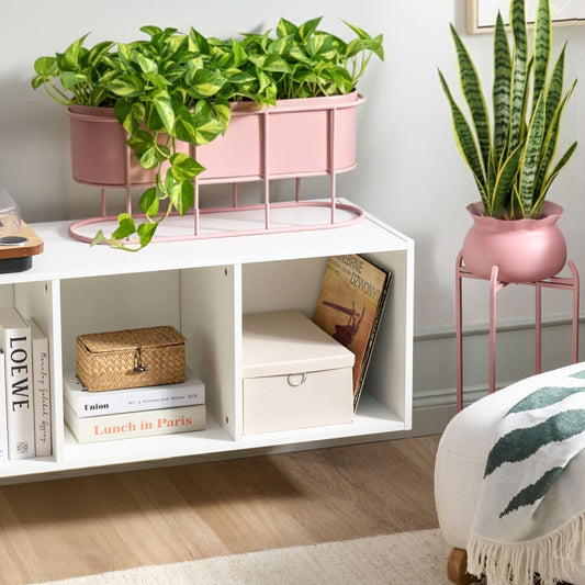 Pink Plant Pot On Stand 53 x 26 x 71cm Indoor Outdoor