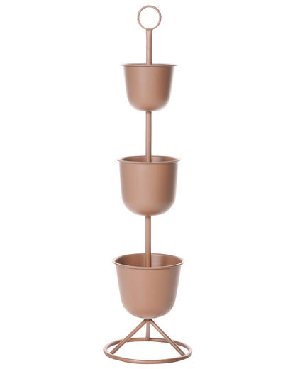 3 Tier Brown Iron Plant Stand Indoor and Outdoor 28 x 28 x 110cm Traditional Holder